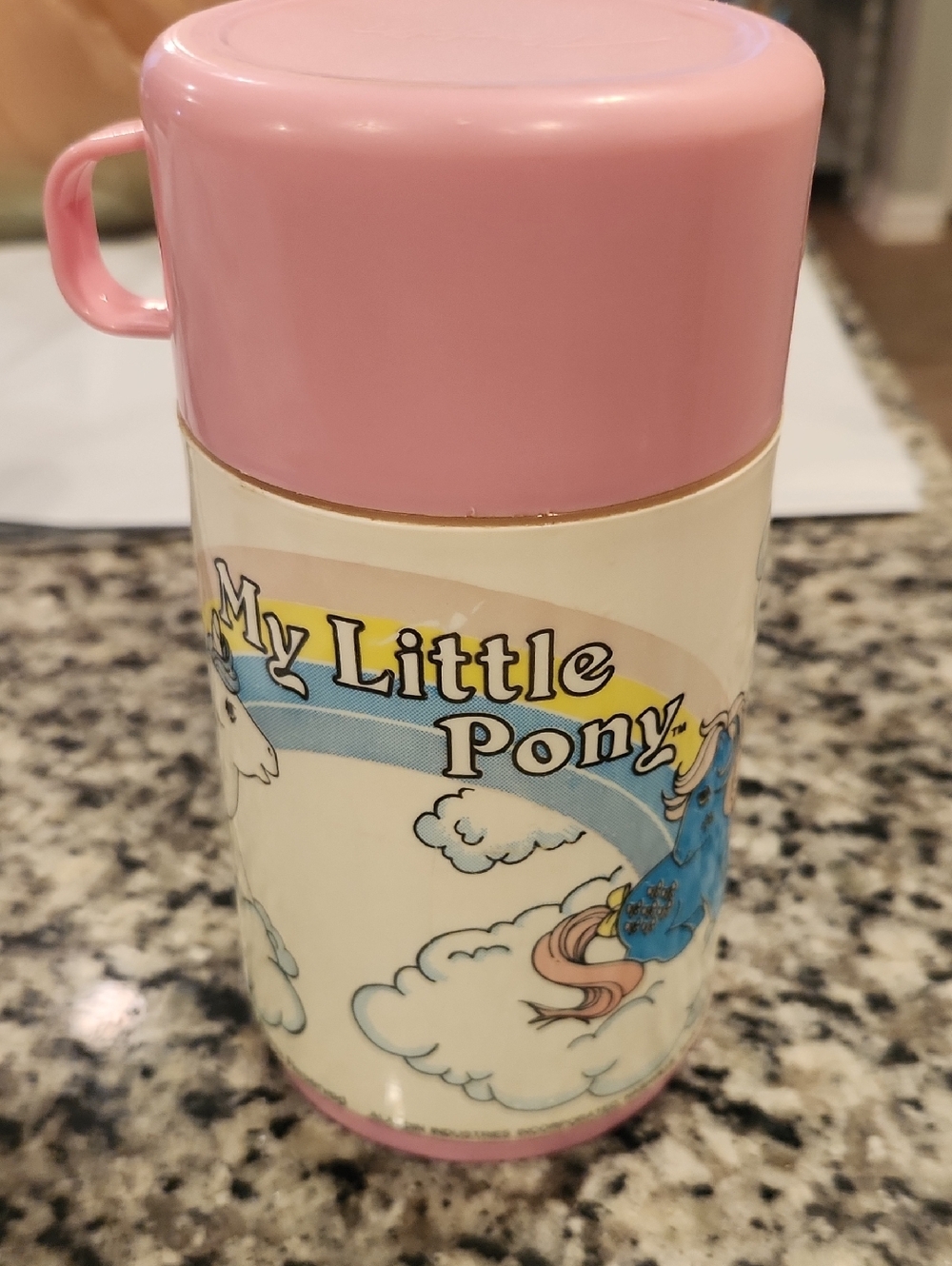 Vintage Pink-Top Pony Thermos